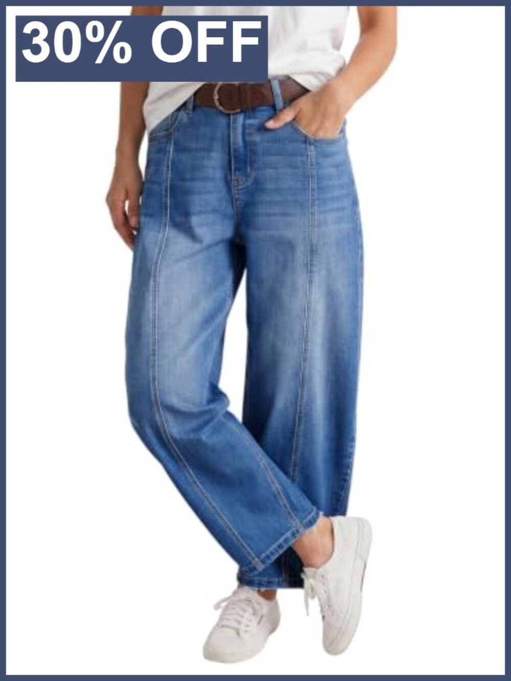 High Rise Wide Leg Barrel Jeans Vintage Cropped Denim Pants